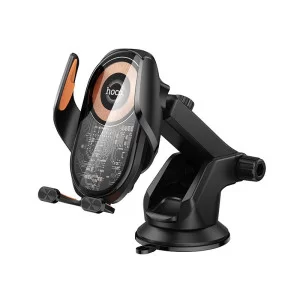 Авто держатель Hoco HW34 Blue whale 3-axis linkage wireless fast charging car holder [Black]